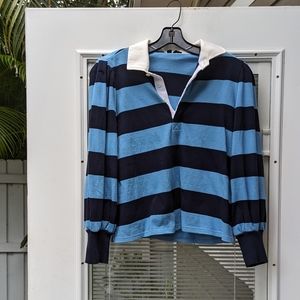 Veronica Beard Preppy Striped Polo Top, size S